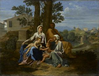 神圣家庭与圣约翰和圣伊丽莎白在风景中