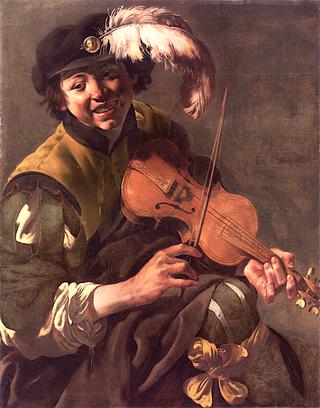 A Young Playing the Violin