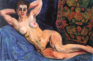 Reclining Nude on a Blue Blanket