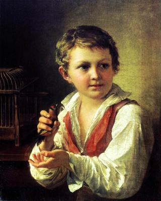 Boy Releasing a Goldfinch from the Cage