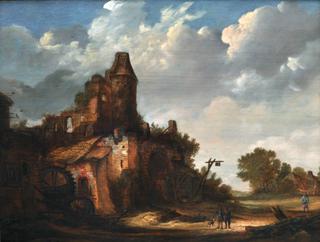 A Watermill beside a Ruined Castle