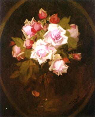 Still Life of Pink Roses in a Vase