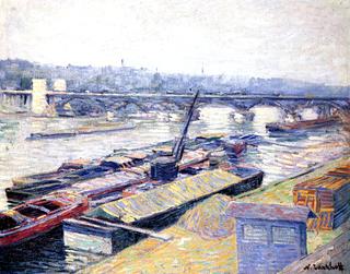 塞纳河大桥和驳船