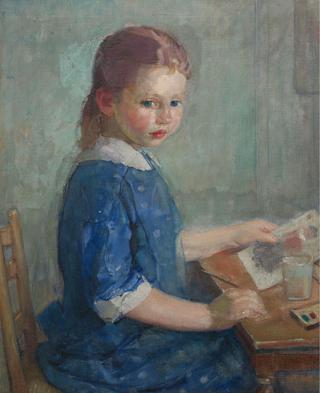 The Artist's Daughter Lydia Painting a Watercolor