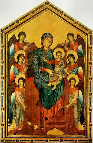 圣母子与六位天使坐在一起