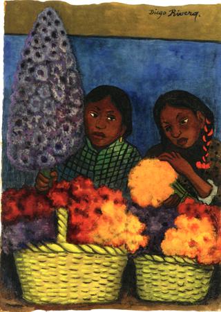 Two Girls with Flowers