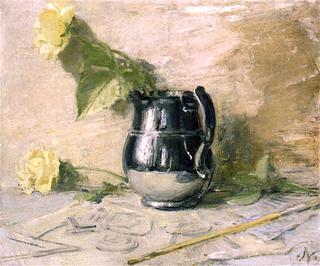 Silver Lustre Jug with Roses