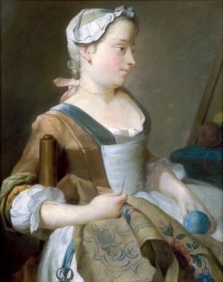 Young Girl Embroidering