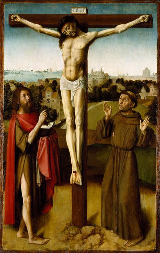 Christ on the Cross Between Saints John the Baptist and Francis of Assisi