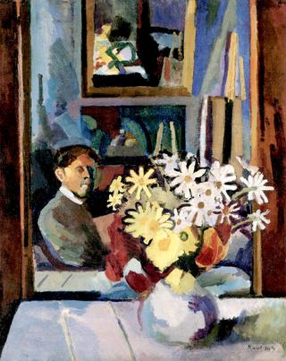 Self-Portrait with Flowers