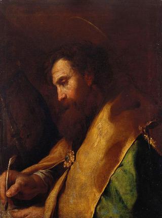 A Bishop Saint Writing