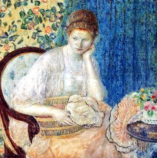 Young Woman with Sewing Basket