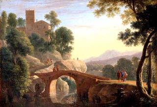 An Italian Landscape with a Bridge