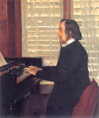 Portrait of Eric Satie at the Harmonium