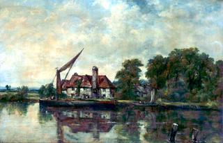 River Scene with Cottage
