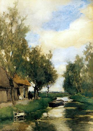 Farm on polder canal