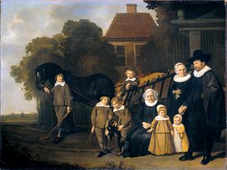 Portrait of the Meebeeck Cruywagen Family near the Gate of their Country Home on the Uitweg near Amsterdam