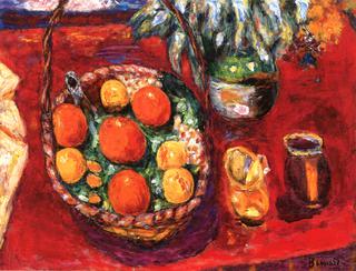 Basket of Fruit: Oranges and Persimmons