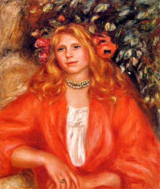 Young Woman Wearing a Garland of Flowers