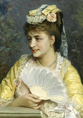 An Elegant Lady Holding a Fan