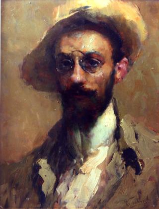 Portrait of a Man with Hat and Glasses