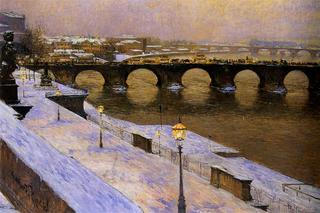 The Augustus Bridge in Dresden in Snow