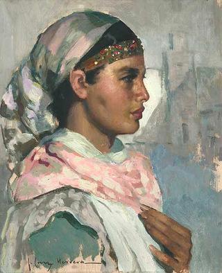 Portrait of a Moroccan Woman with Pink Shawl