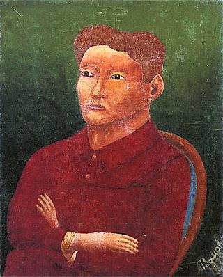 Portrait of Young Man against a Green Background