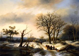 Wood Gatherers on a Snowy Path