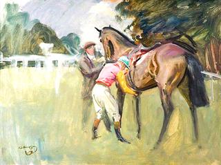 Unsaddling of a Bay Racehorse, Stanley Wooton Colours