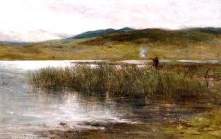 Loch Spynie with a Figure Wildfowling
