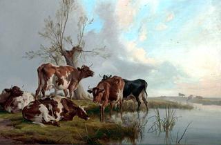 Cattle by a Stream