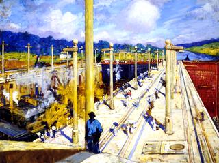 First Dredges through the Gatun Locks