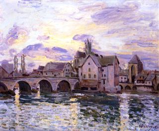 The Bridge at Moret at Sunset