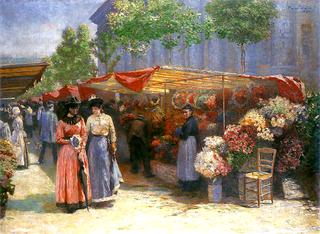 巴黎圣马德兰教堂的花卉市场