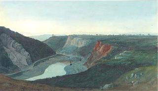 View of the River Avon from Bristol from below the Observatory with Seawalls below