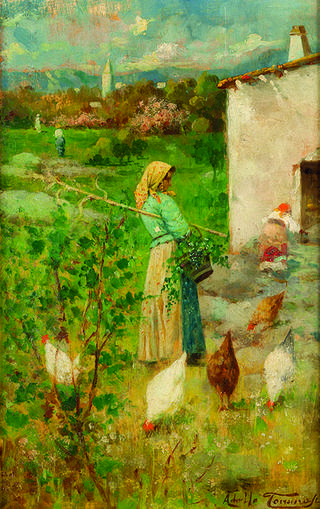 Landscape with Peasant and Chickens