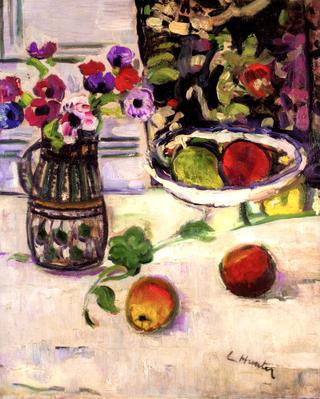 Still Life with Anemones and Apples