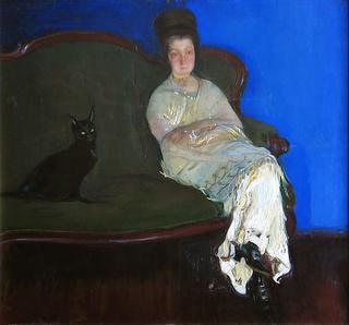 Portrait of the Artist's Wife with Cat