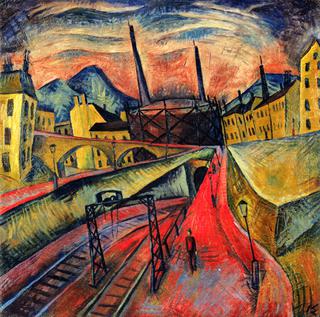 Urban Landscape with Tracks and Stacks