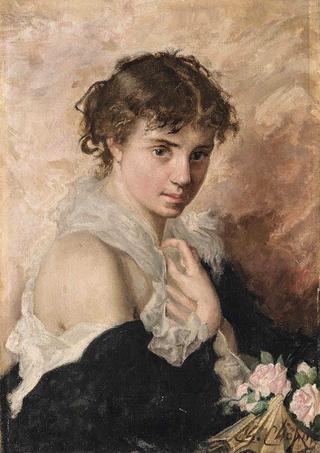 A girl with roses