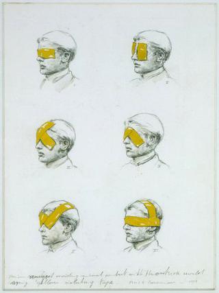 Various ways of avoiding visual contact with the outside world using yellow isolating tape