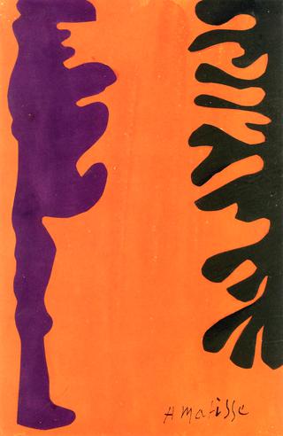 Black and Violet Arabesques on an Orange Background