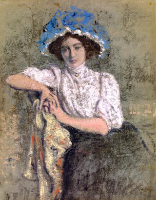 Seated Girl in a Blue Hat