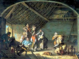 Peasants Dancing in a Barn