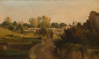 View in the Villa Borghese: The Casino del Muro Torto and the Aqueduct of Acqua Felice