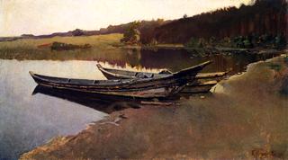 Two Boats on the Lake Shore