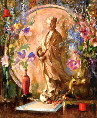 Still Life with Flowers and Oriental Statue