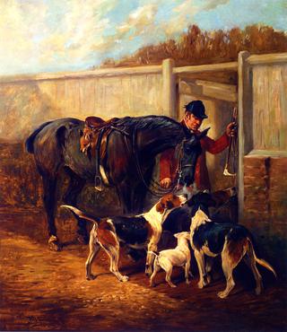 A Huntsman with His Horse and Hounds