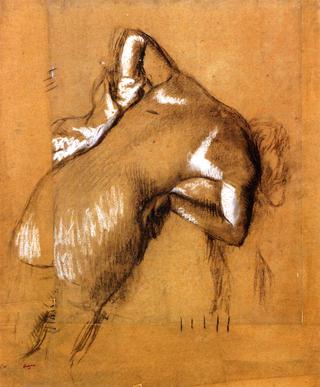 Nude Woman, Standing, Wiping Herself